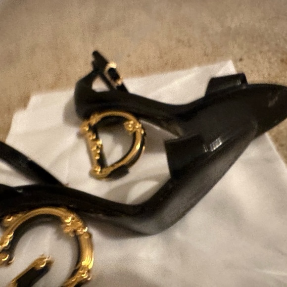 Dolce Gabbana D&G Black Sandal Heels Patent Leather - Picture 5 of 9